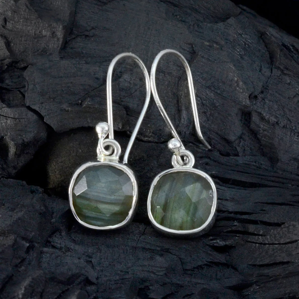 Riyo Delightful 925 Sterling Silver Earring For Damsel Labradorite Earring Bezel Setting Multi Earring Dangle Earring