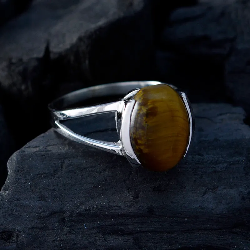 Riyo Exquisite Gem Tiger Eye 925 Sterling Silver Rings Minimalist