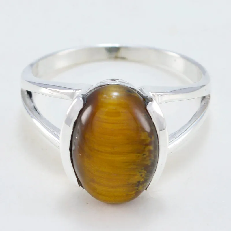 Riyo Exquisite Gem Tiger Eye 925 Sterling Silver Rings Minimalist