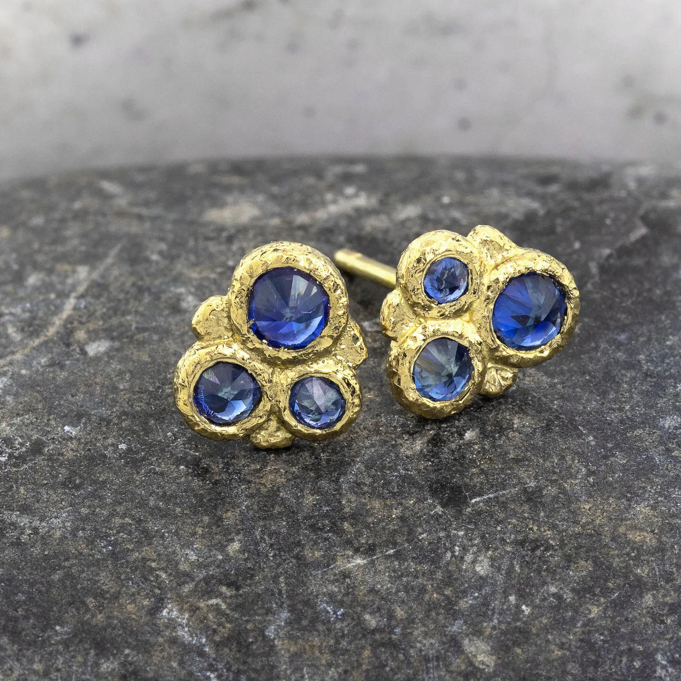 Sapphire Cluster Stud Earrings