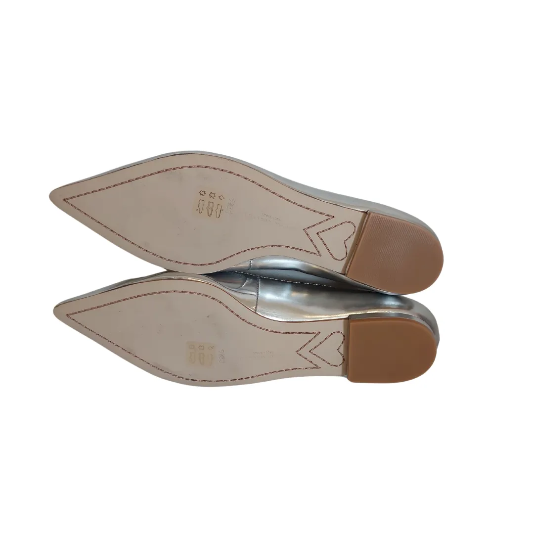 Sophia Webster Silver Bibi Butterfly Pointed Flats | Brand New |