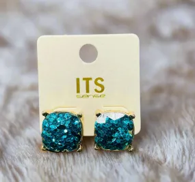 Teal Stud Earrings by "ITS Sense"