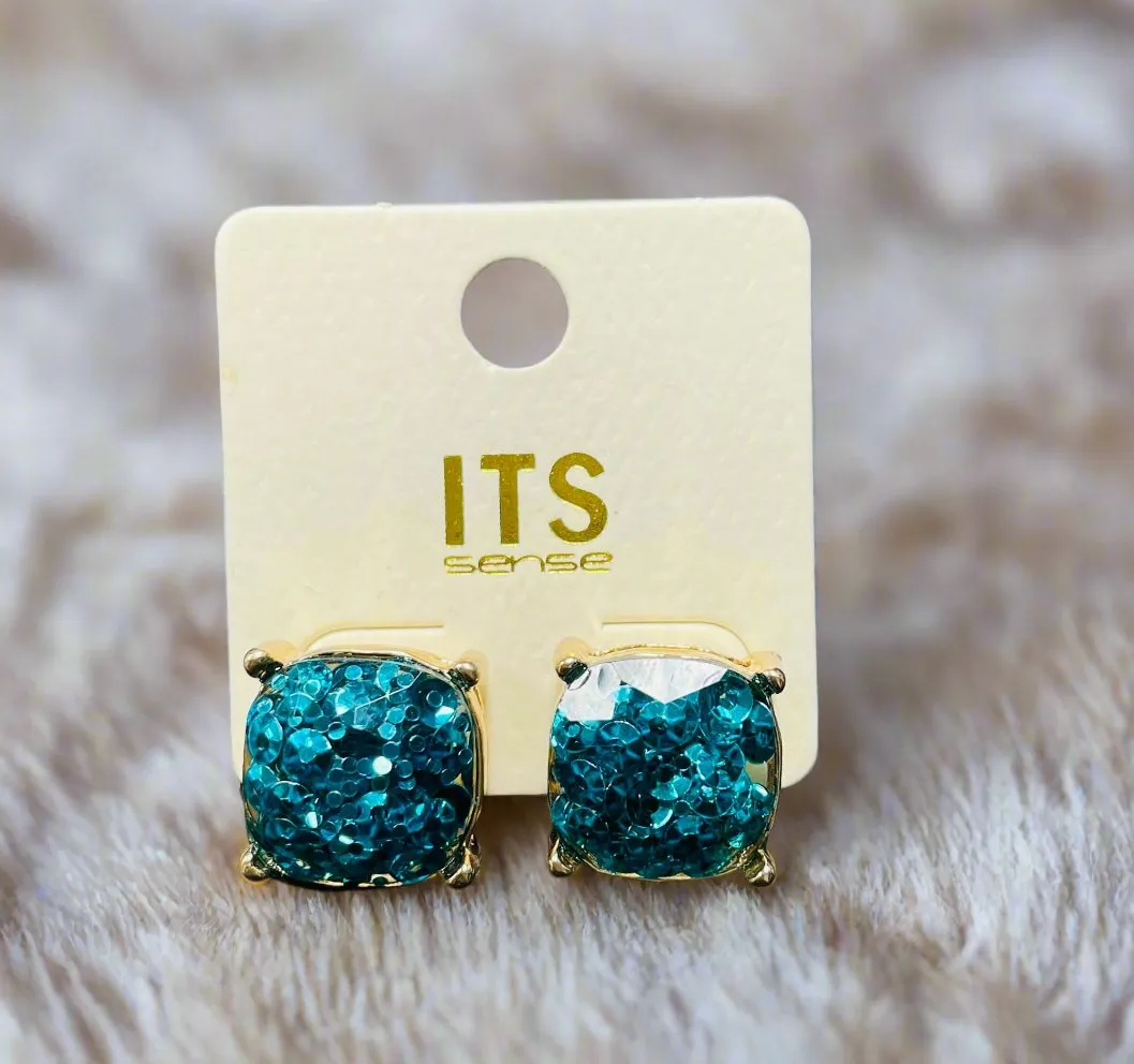 Teal Stud Earrings by "ITS Sense"