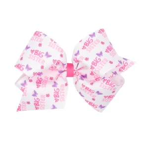 Wee Ones Big Sister Printed Grosgrain Hair Bow on Clippie