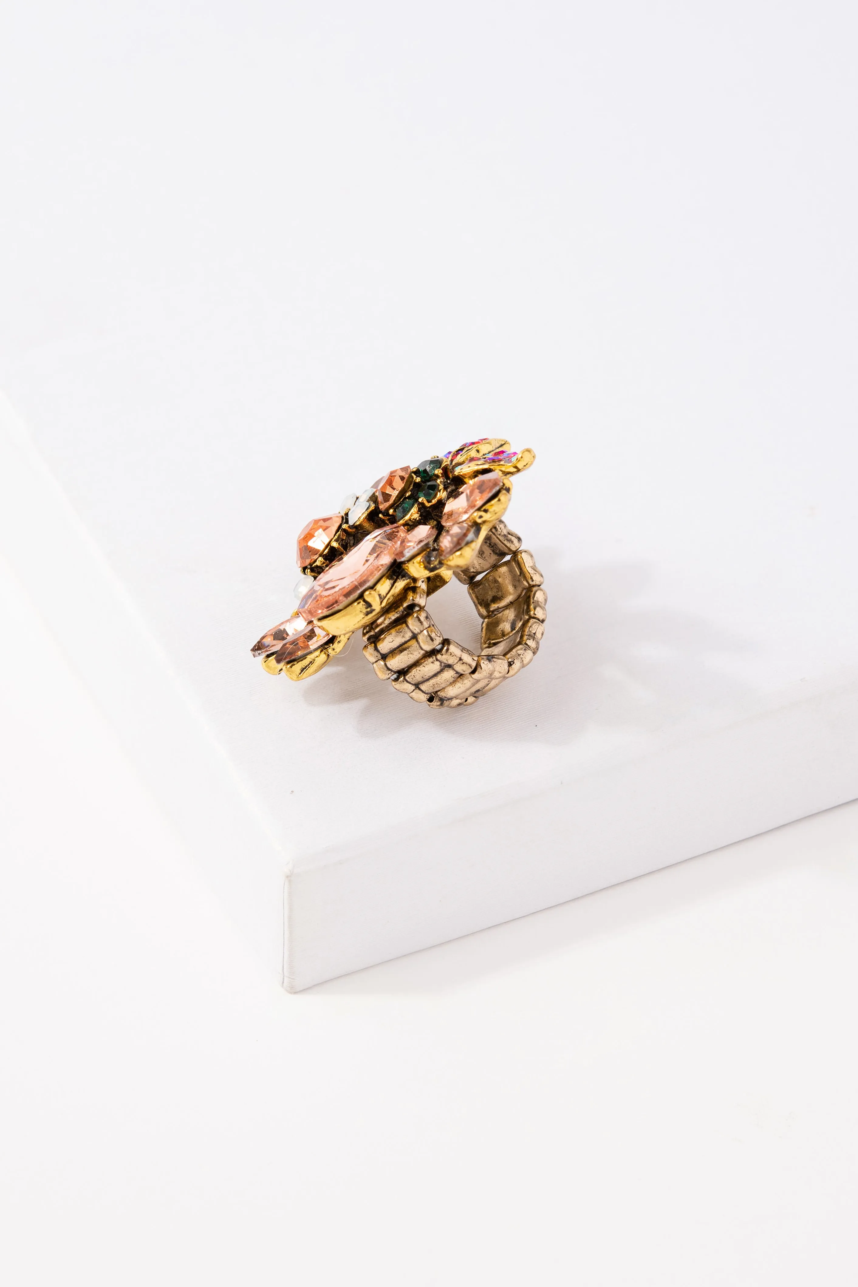 Willa Floral Rhinestone Ring