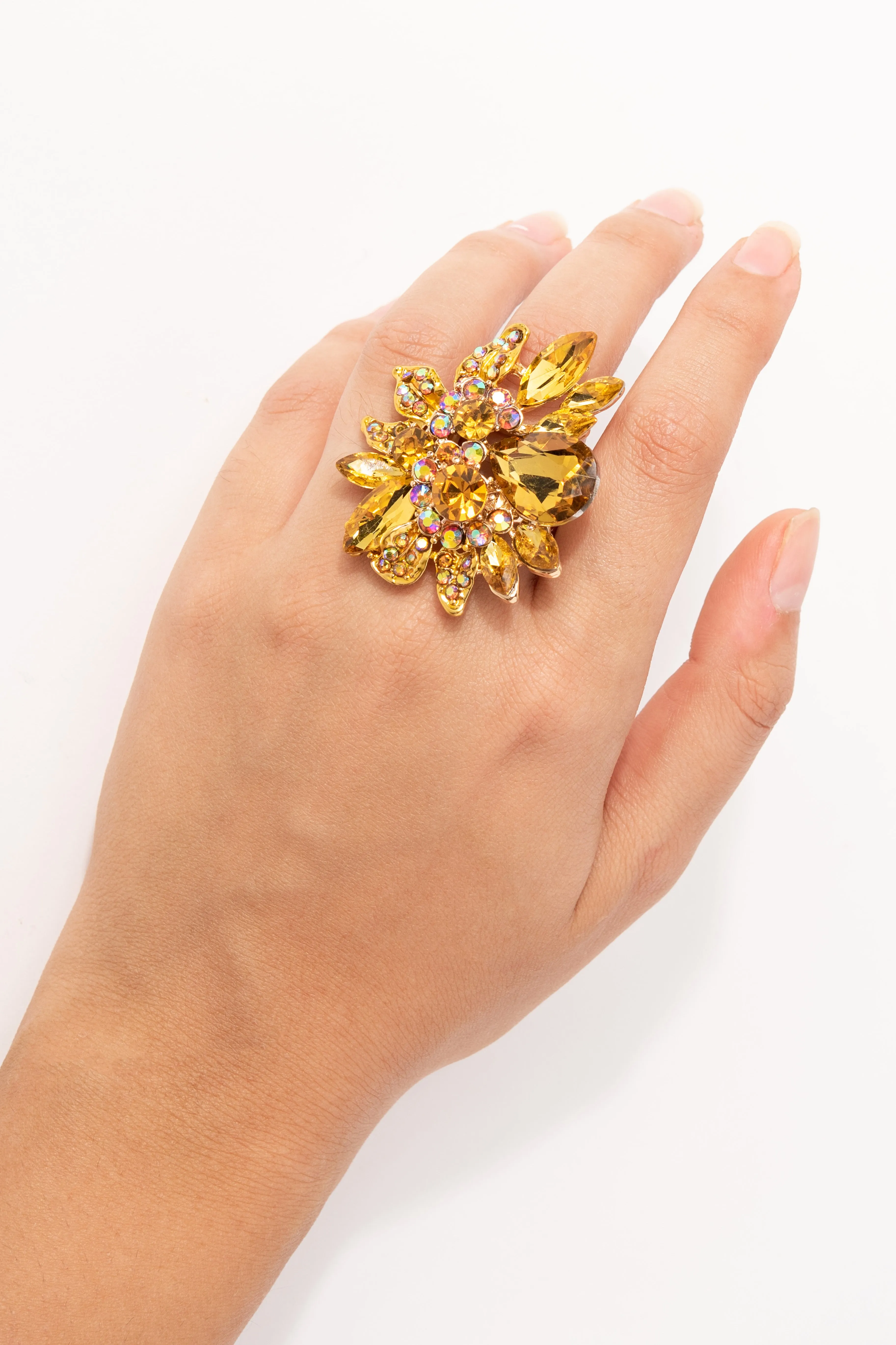 Willa Floral Rhinestone Ring