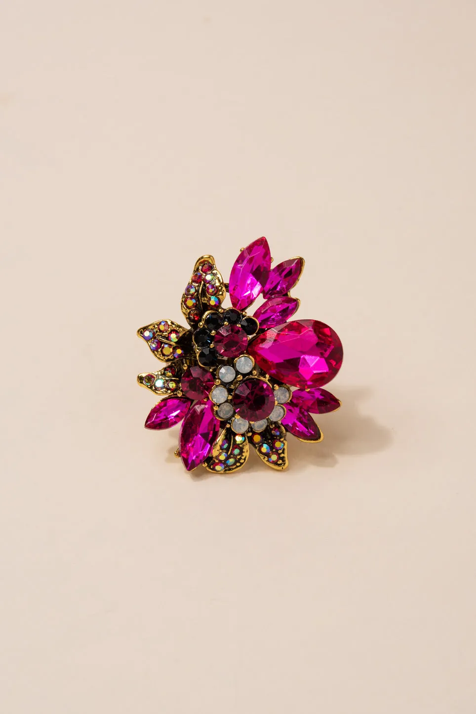 Willa Floral Rhinestone Ring