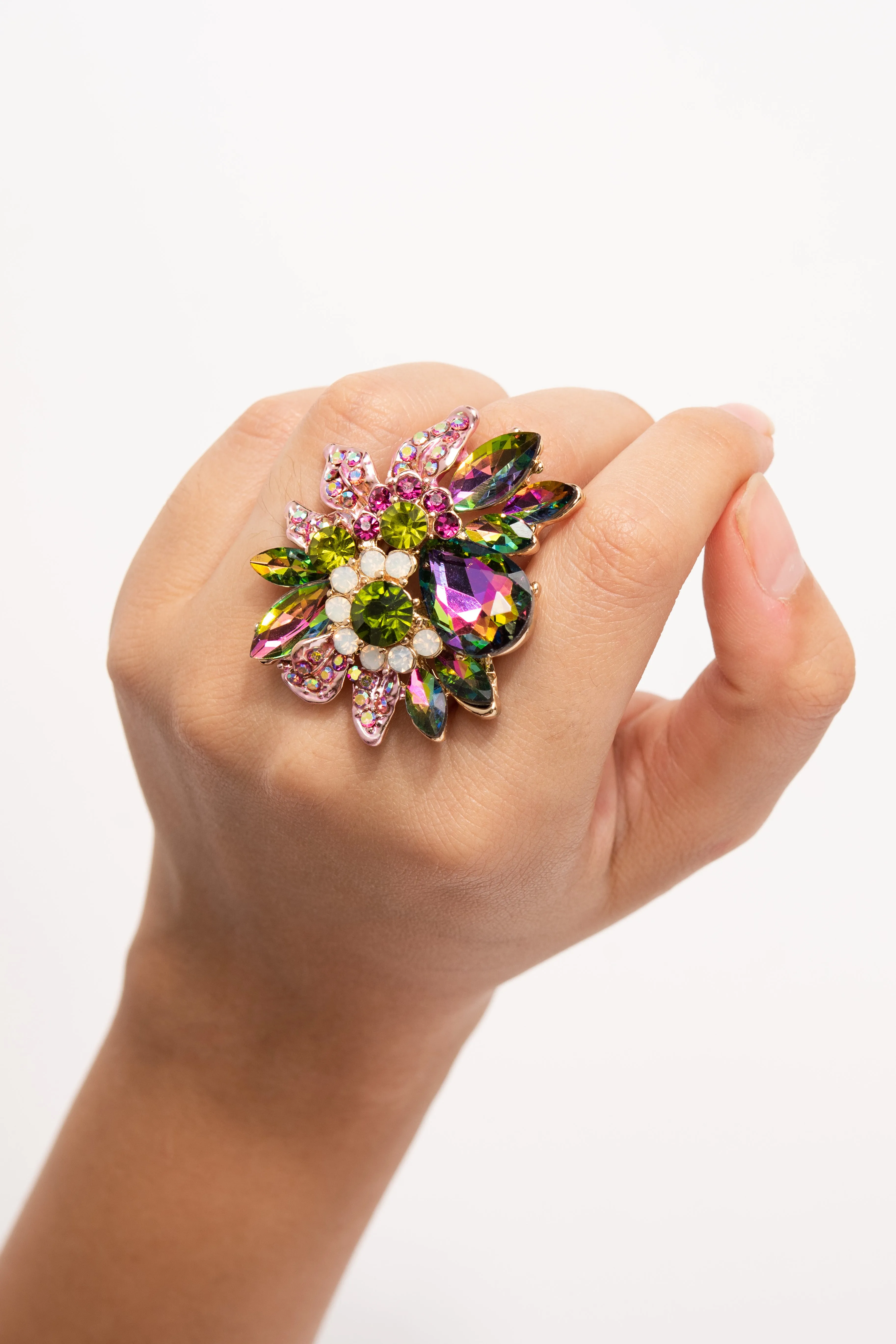 Willa Floral Rhinestone Ring