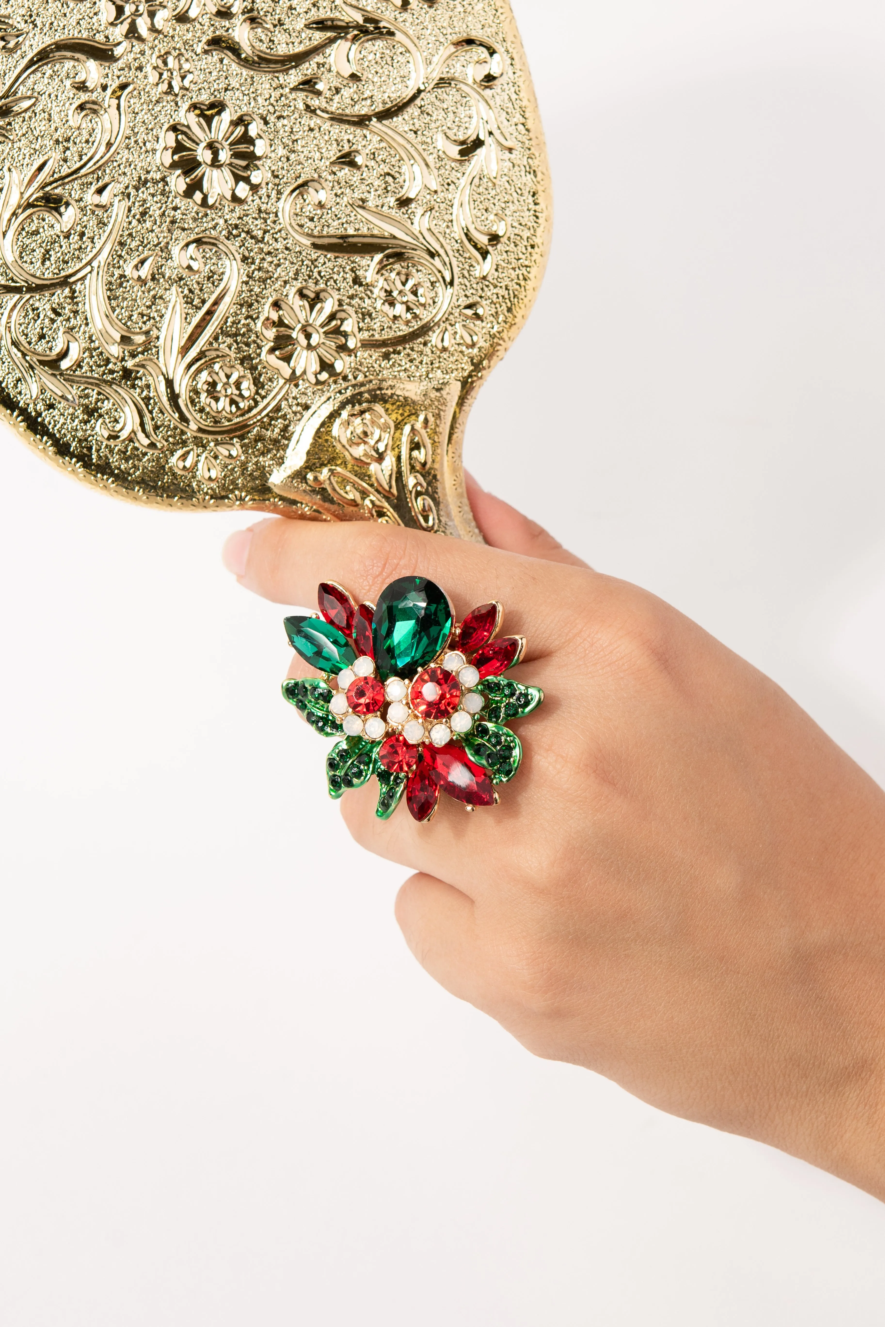 Willa Floral Rhinestone Ring