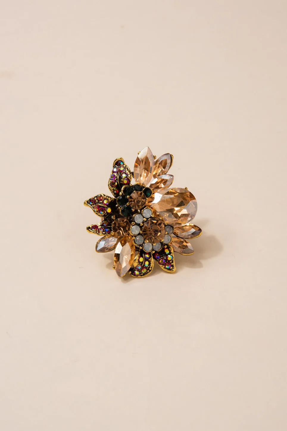 Willa Floral Rhinestone Ring