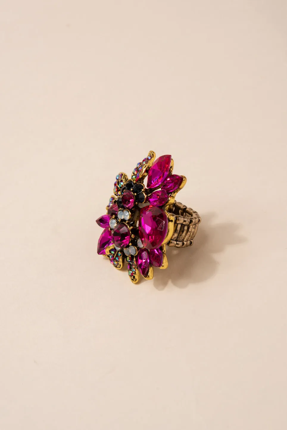 Willa Floral Rhinestone Ring